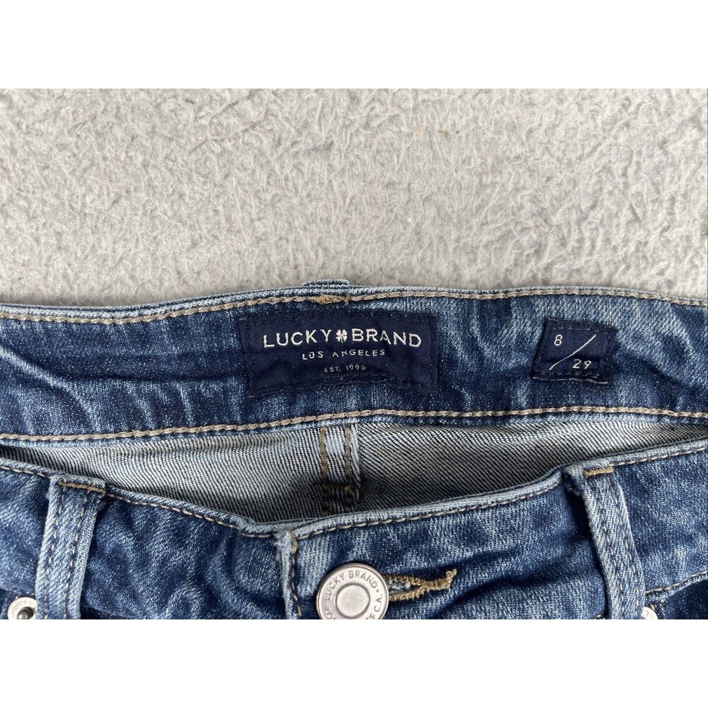 Lucky Brand Bermuda Jean Shorts Womens 31 x 6.5 The Roll Up Dark Wash Mid Rise - Picture 2 of 10